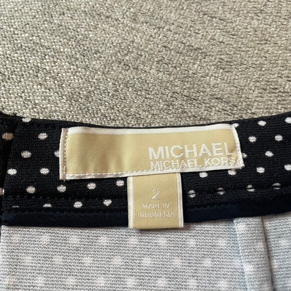 MICHAEL MICHAEL KORS Polka Dot 2 Small Black White Gold Zip Back Trumpet Skirt - Picture 3 of 3